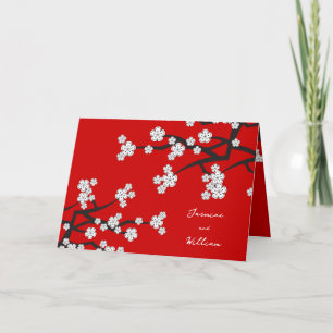 Cartão De Agradecimento Flores Brancas de Sakura Cerejeira Floração Casame