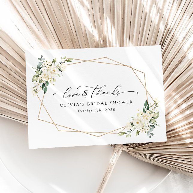 Cartão De Agradecimento Flores brancas, Flores de Creme, Boho, Chá de pane (Criador carregado)