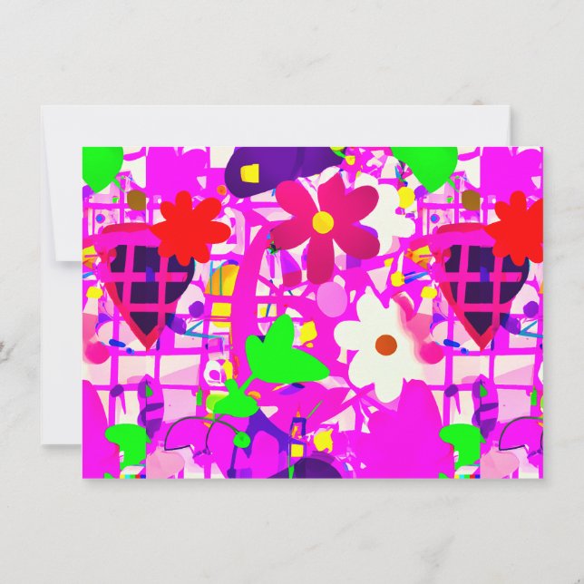 Cartão De Agradecimento Flores brilhantes de pop art (Verso)