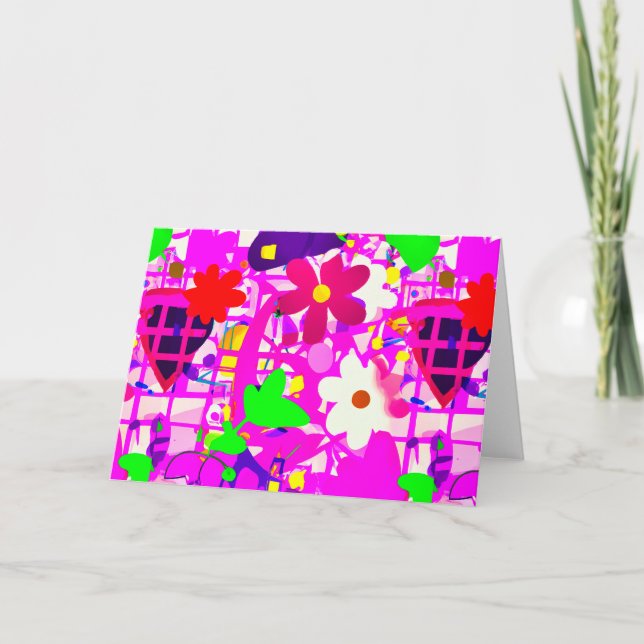 Cartão De Agradecimento Flores brilhantes de pop art (Frente)