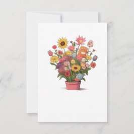 Cartão De Agradecimento Flores, buquê, vaso de flores