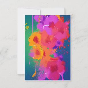 Cartão De Agradecimento Flores cor-de-água coloridas, cor de-rosa, cor de 