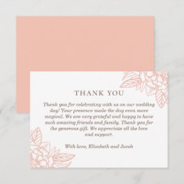 Cartão De Agradecimento Flores cor-de-rosa elegantes. Casamento floral sim