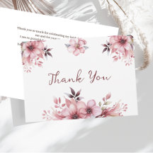 Flores Cor-de-Rosa Elegantes Obrigado Chá de Noiva