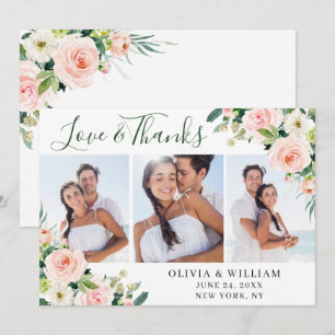 Cartão De Agradecimento Flores cor-de-rosa Flores Verde Floral 3 FOTO