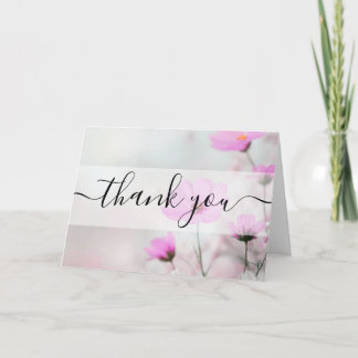 Cartão De Agradecimento Flores Cor-de-Rosa Simples Personalizadas Obrigado