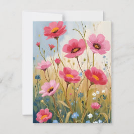 Cartão De Agradecimento Flores Coradas | Prado Floral Rosa