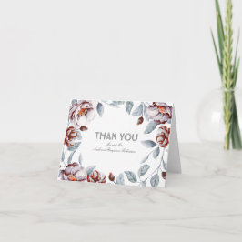 Cartão De Agradecimento Flores de Aguarela Roxa Decoração Casamento Obriga