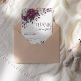 Cartão De Agradecimento Flores de Amor em Flor Burgundy Creme Chá de Noiva