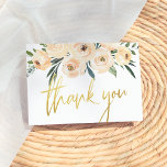 Cartão De Agradecimento Flores de Blush de Script Dourado Moderno Obrigado<br><div class="desc">Obrigado a placas para combinar o nosso moderno Dourado Script Blush Flowers Brunch e Bubble design.</div>