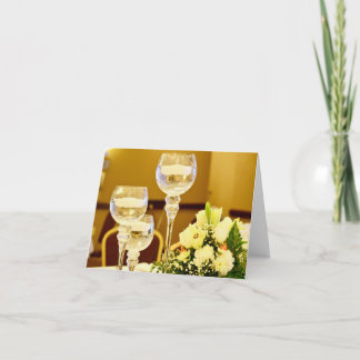 Cartão De Agradecimento Flores de Casamento e Velas - Branco Por Dentro