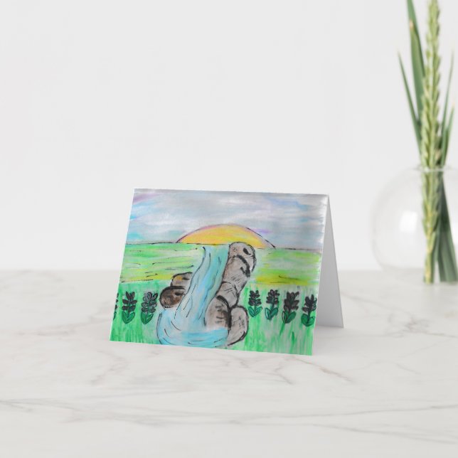 Cartão De Agradecimento Flores de cascata e Lavanda (Frente)