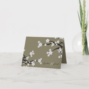 Cartão De Agradecimento Flores de Cerejeira Brancas Sakura Casamento Agrad