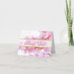 Cartão De Agradecimento Flores de Cerejeira Rosa Pastel Obrigado