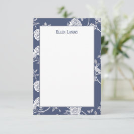 Cartão De Agradecimento Flores de Chinoiserie Azul