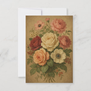 Cartão De Agradecimento Flores de Estilo Vitoriano