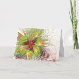 Cartão De Agradecimento Flores de fantasia fractal macias e ternas