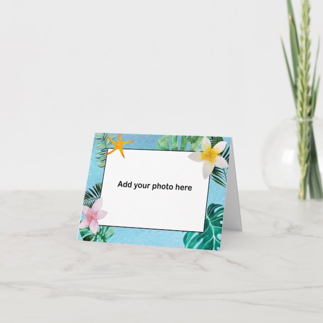 Cartão De Agradecimento Flores de Folhas Tropicais Obrigado, pequeno notór (Frente)