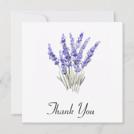 Cartão De Agradecimento Flores de Lavanda Simples Aquarela