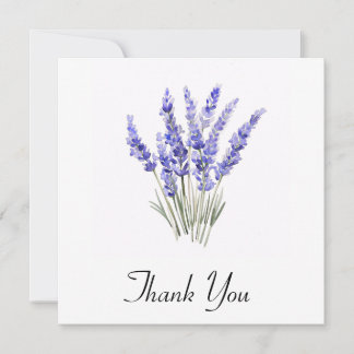 Cartão De Agradecimento Flores de Lavanda Simples Aquarela