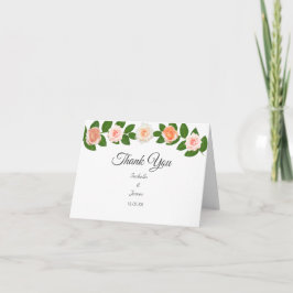 Cartão De Agradecimento Flores de Louro e Rosa Casamento