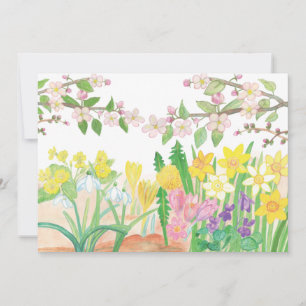 Cartão De Agradecimento Flores de Maçã e Flores de Mola Ilustração