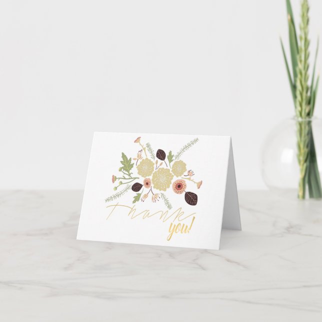 Cartão De Agradecimento Flores de Motif Whimsical Playful Cream (Frente)