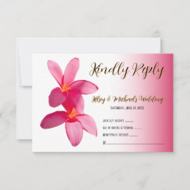 Cartão De Agradecimento Flores de Plumeria Rosa em Rosa, Floral, RSVP