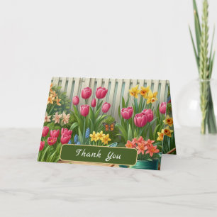 Cartão De Agradecimento Flores de Primavera Tulipa Narcisos  