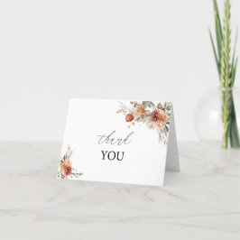 Cartão De Agradecimento Flores de queda Chá de fraldas de aquarela Obrigad