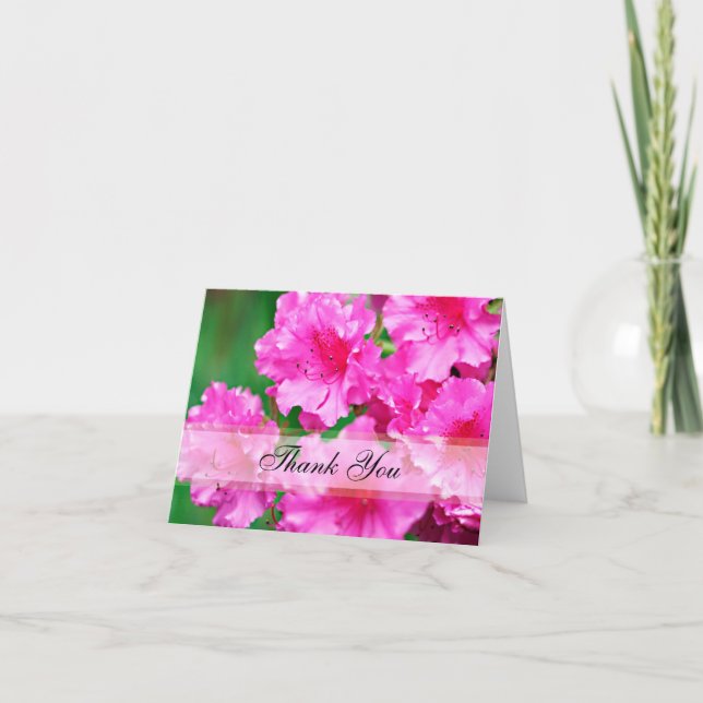 Cartão De Agradecimento Flores de Rhododendron Rosa Obrigado (Frente)