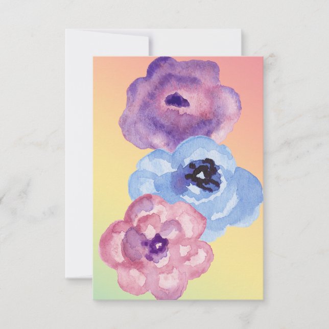 Cartão De Agradecimento Flores de Rosa de Aquarela (Frente)