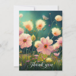 Cartão De Agradecimento Flores de Simpatia no Campo OBRIGADO