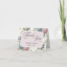 Cartão De Agradecimento Flores Delicadas de Hortênsia Casamento Obrigado