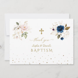 Cartão De Agradecimento Flores Douradas, cor-de-rosa, encantadoras ganham 