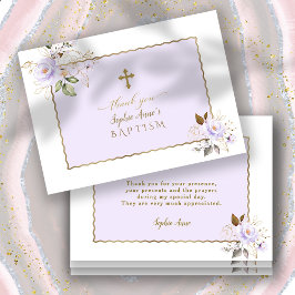 Cartão De Agradecimento Flores Douradas Roxas Claras Brilhantes