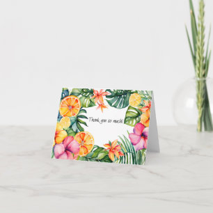 Cartão De Agradecimento Flores e Frutas Tropicais Obrigado