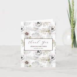 Cartão De Agradecimento Flores e Penas Brancas
