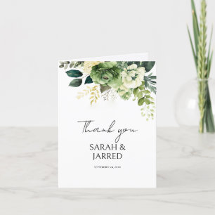 Cartão De Agradecimento Flores E Verde