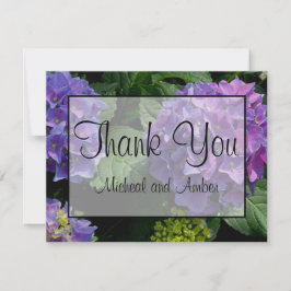 Cartão De Agradecimento Flores elegantes de cor magenta rosa roxo hidrânge
