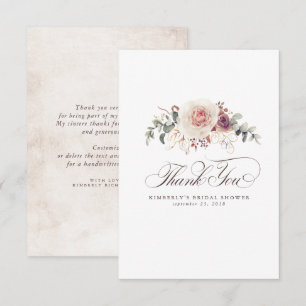 Cartão De Agradecimento Flores Elegantes de Tom Sombreado Terroso Pequeno 