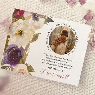 Cartão De Agradecimento Flores Elegantes em Aquarela Foto de Condenações