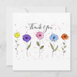 Cartão De Agradecimento Flores em Aquarela
