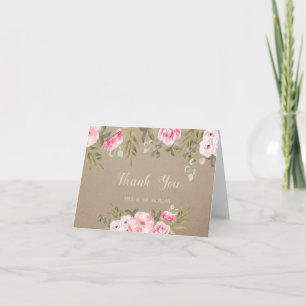Cartão De Agradecimento Flores em Aquarela Romântica Elegante