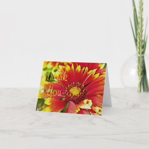 Cartão De Agradecimento Flores em obrigado vermelho e amarelo