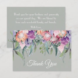 Cartão De Agradecimento Flores Exóticas Tropical de Protea em Aquarela par