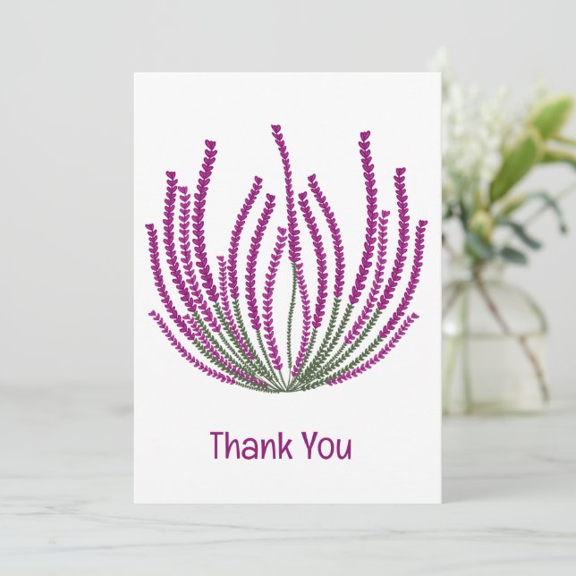 Cartão De Agradecimento Flores Heather (Em pé/Frente)