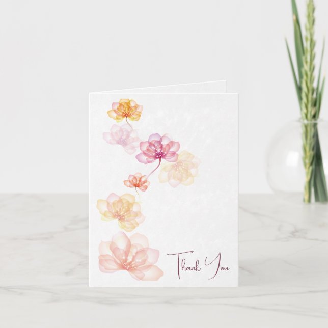 Cartão De Agradecimento Flores Iridescentes Por Simpatia Obrigado (Frente)
