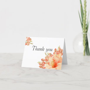 Cartão De Agradecimento Flores laranja-rosa elegantes