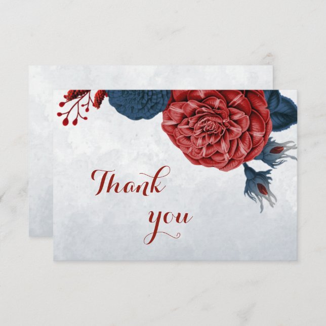 Cartão De Agradecimento Flores marinhos e burgundy botânica (Frente/Verso)